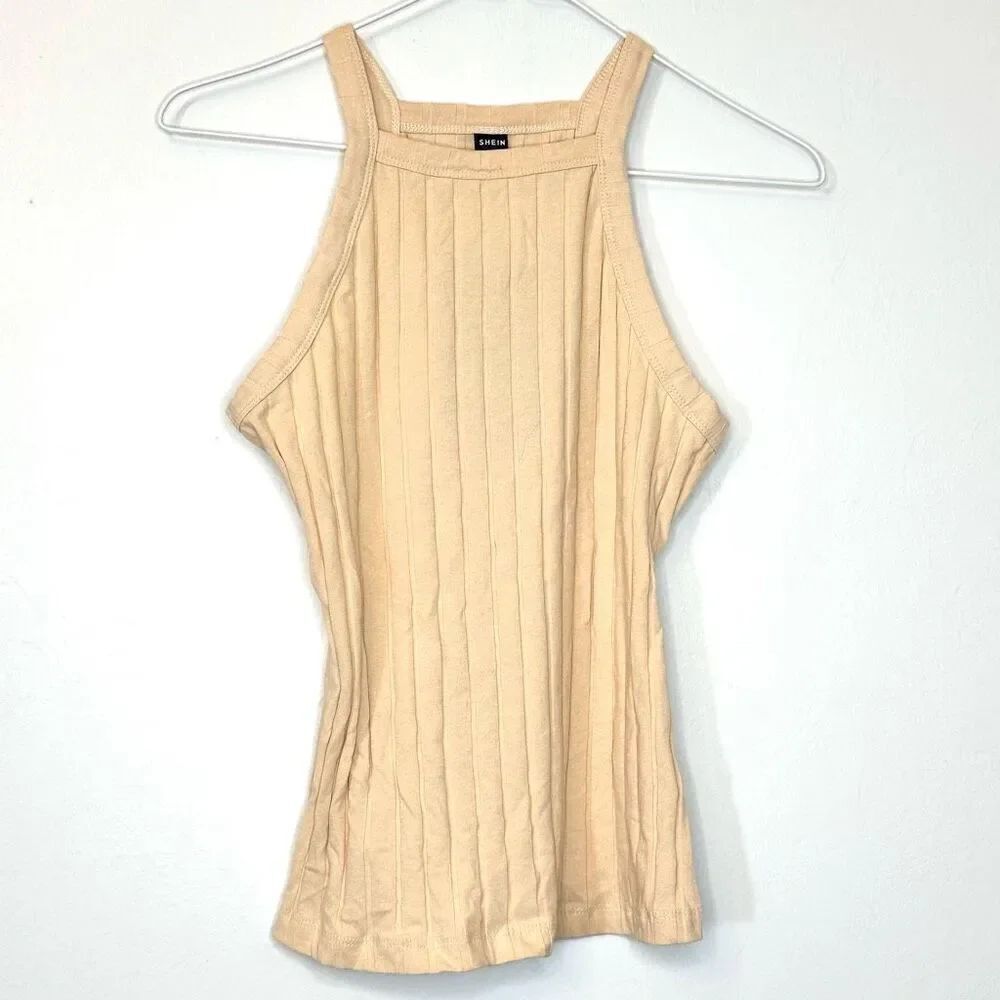NWT Shein Knitted Halter Cream Tank Top Size Medium